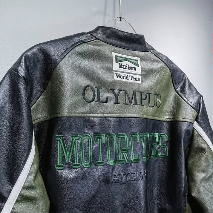 Giacca in Pelle Racing Verde – Stile F1