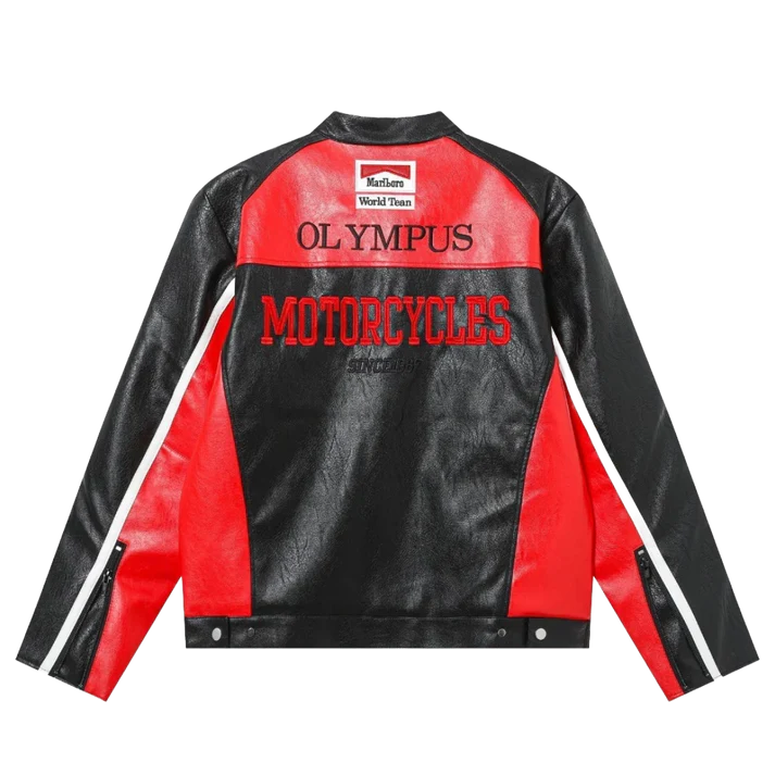 Giacca in Pelle Racing Rossa – Stile F1 Vintage