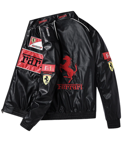 Giacca in Pelle Racing Rossa – Stile F1