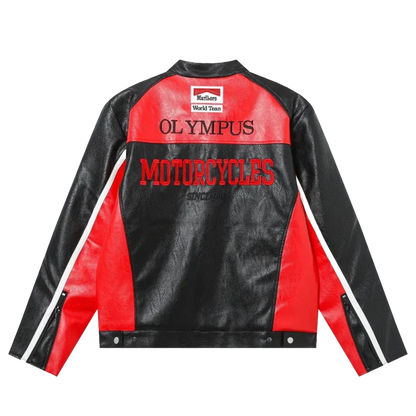 Giacca in Pelle Racing Rossa – Stile F1 Vintage